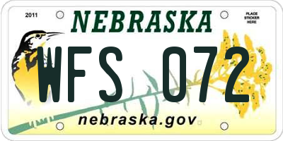 NE license plate WFS072