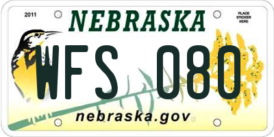 NE license plate WFS080