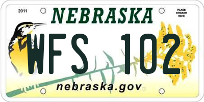 NE license plate WFS102