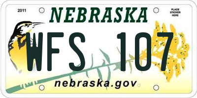 NE license plate WFS107