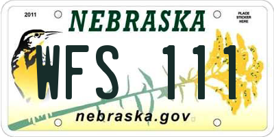 NE license plate WFS111