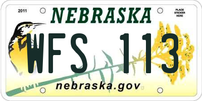 NE license plate WFS113