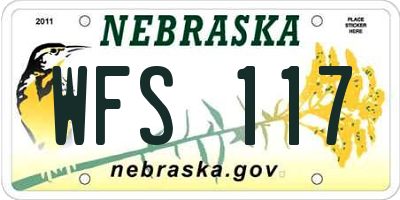 NE license plate WFS117