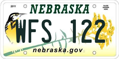 NE license plate WFS122
