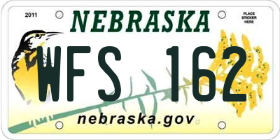 NE license plate WFS162