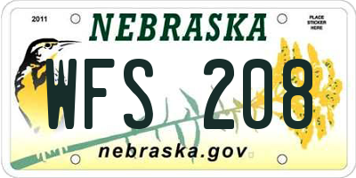 NE license plate WFS208