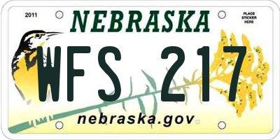 NE license plate WFS217