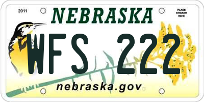 NE license plate WFS222