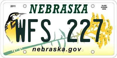 NE license plate WFS227
