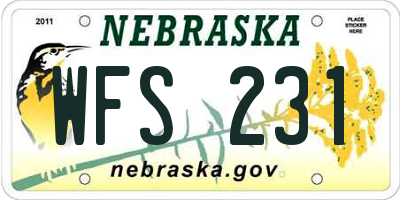 NE license plate WFS231