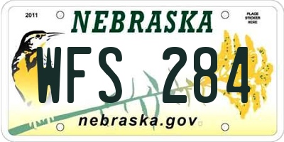 NE license plate WFS284