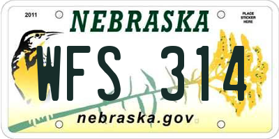 NE license plate WFS314