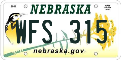 NE license plate WFS315