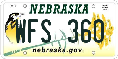 NE license plate WFS360