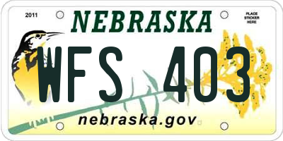 NE license plate WFS403