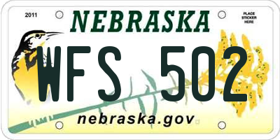 NE license plate WFS502