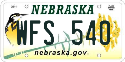 NE license plate WFS540