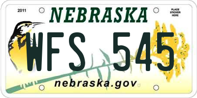 NE license plate WFS545