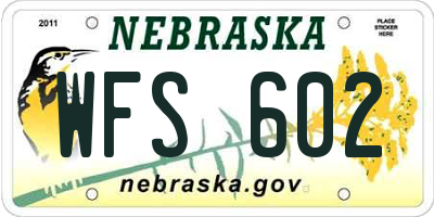 NE license plate WFS602