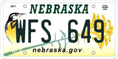 NE license plate WFS649