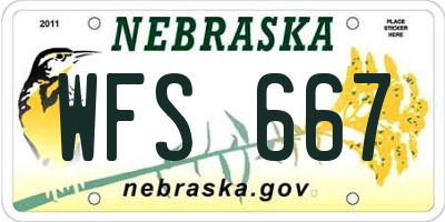 NE license plate WFS667