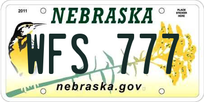 NE license plate WFS777