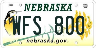 NE license plate WFS800