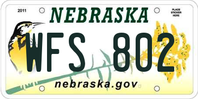 NE license plate WFS802
