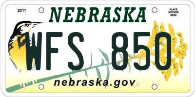 NE license plate WFS850
