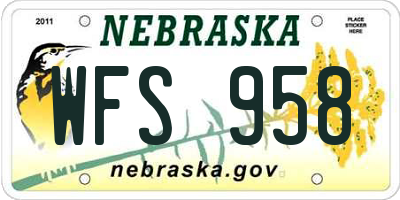 NE license plate WFS958