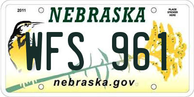 NE license plate WFS961
