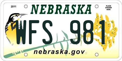 NE license plate WFS981