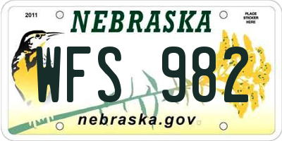 NE license plate WFS982