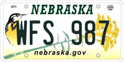 NE license plate WFS987
