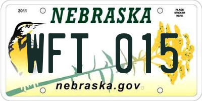NE license plate WFT015