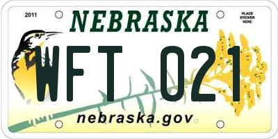 NE license plate WFT021