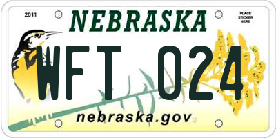NE license plate WFT024