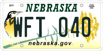 NE license plate WFT040