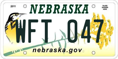 NE license plate WFT047