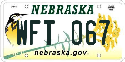 NE license plate WFT067