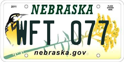 NE license plate WFT077