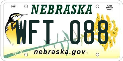 NE license plate WFT088