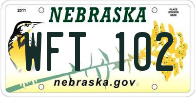 NE license plate WFT102