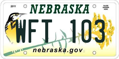 NE license plate WFT103