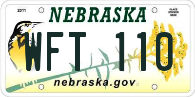 NE license plate WFT110