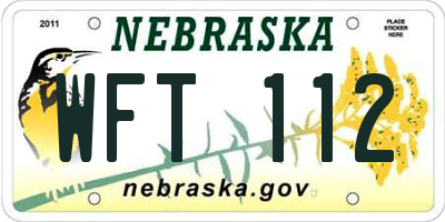 NE license plate WFT112