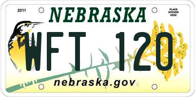 NE license plate WFT120