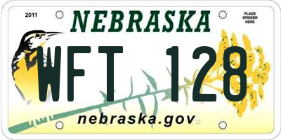 NE license plate WFT128