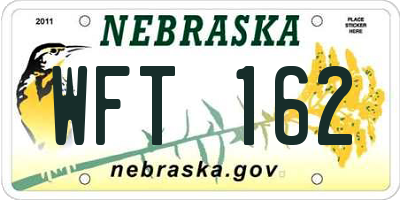 NE license plate WFT162