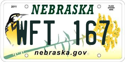 NE license plate WFT167